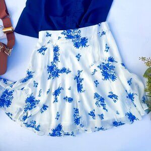 Blue Belle Floral Lined Skirt